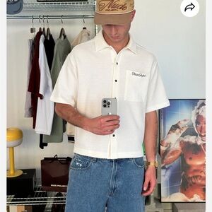 Men's Casual Cream Button Down Shirt